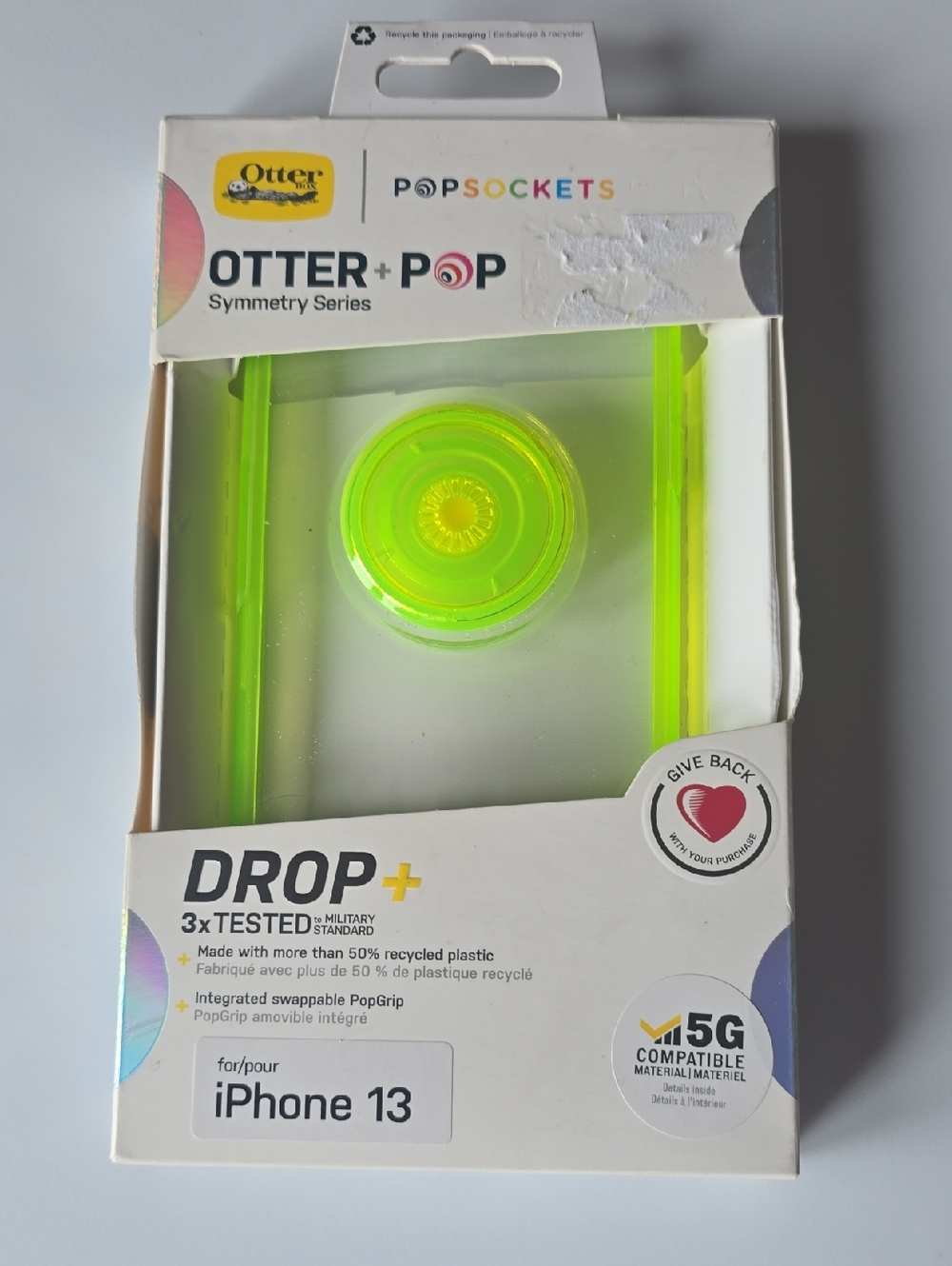 OtterBox Otter + Pop Symmetry Series Neon Green Phone Case with Grip Popsocket